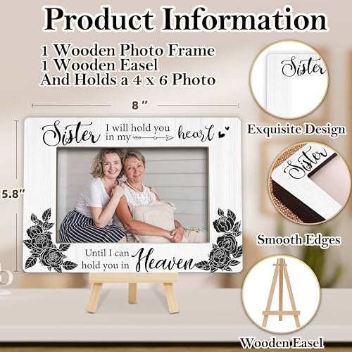 Loss of Sister Sympathy Gifts, Memorial Picture Frame, Remembrance Gifts Wooden Photo Frame with Easel, 4x6 Loss of Sister Picture Frame for Tabletop Display - G03 - style: Loss of Sister Picture Frame