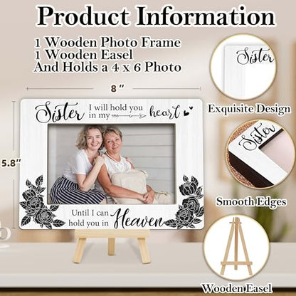 Loss of Sister Sympathy Gifts, Memorial Picture Frame, Remembrance Gifts Wooden Photo Frame with Easel, 4x6 Loss of Sister Picture Frame for Tabletop Display - G03 - style: Loss of Sister Picture Frame