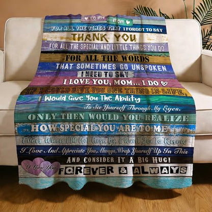 Gifts for Mom,I Love You Mom Throw Blanket, Soft Flannel Blanket for Mother's Day, Christmas, Valentines, Birthday Gift & Bed, Couch, Living Room Use 50x60 Inch - color: Mom-1