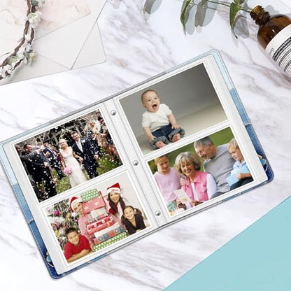 Fintie Photo Album 4x6 Photos - 112 Pockets Wallet Albums Memory Book | Vegan Leather Cover, 4X6 Picture Keepsakes, Family/Wedding/Travel Memory Book, Baby/Kids/Boys/Girls Gift, Ocean Marble - color: ocean marble