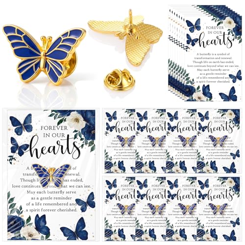 Liliaafar 25 Sets Funeral Favors for Guest Bulk Memorial Butterfly Pins Brooches Celebration of Life Decoration Memorial Gift - color: Blue