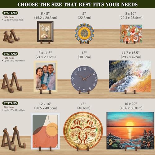 ANBOXIT Plate Display Stand, 4 Inch Plate Holder for Displaying | Decorative Plate Stand for Picture Frame Dish Photo Plaque Platter Wood Stand