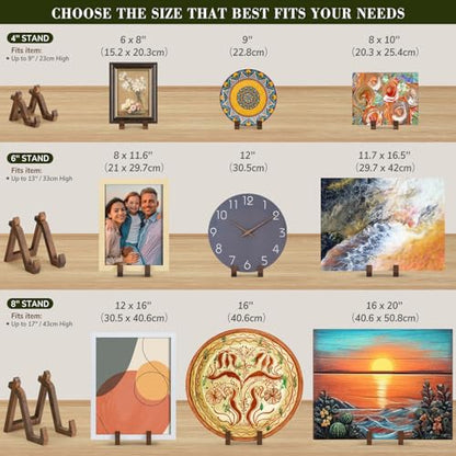 ANBOXIT Plate Display Stand, 4 Inch Plate Holder for Displaying | Decorative Plate Stand for Picture Frame Dish Photo Plaque Platter Wood Stand