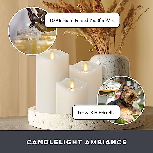 Matchless Candle Co. Flameless Moving Flame Pillars, Unscented Wax Melted Edge, AA Batteries - color: Ivory
