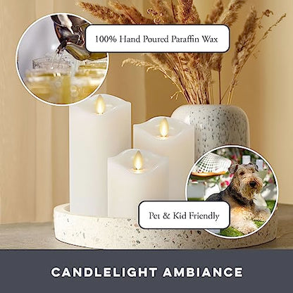 Matchless Candle Co. Flameless Moving Flame Pillars, Unscented Wax Melted Edge, AA Batteries - color: Ivory
