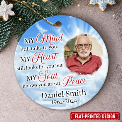Personalized Memorial Ornaments Custom Photo Picture Ceramic Christmas Ornament in Loving Memory Xmas Tree Decorations Remembrance Sympathy Keepsake Bereavement Loss Loved Ones Gifts