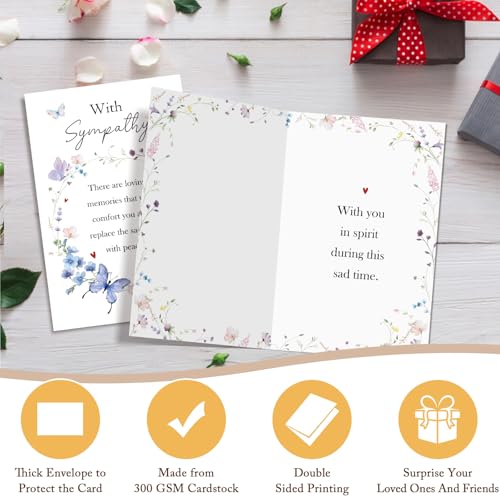 Qiliji Sympathy Card for Him Her, Condolence Cards, Bereavement Cards, Sympathy Cards for Loss of Loved One, Mom, Dad, Husband, Wife, Child, Sister, Brother, Beloved Pet Dog or Cat - color: Sympathy