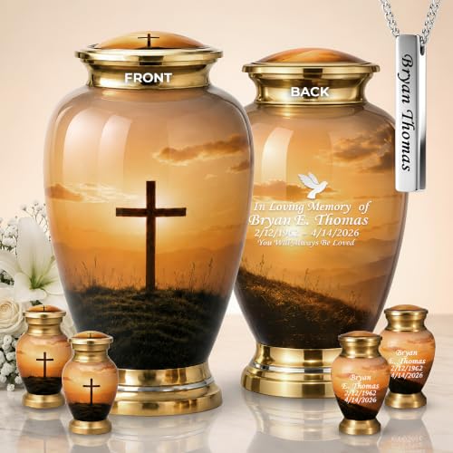 Cross Cremation Urns for Human Ashes Set of 6 Personalized Decorative Urn - color: Hotep Cross Set - Custom