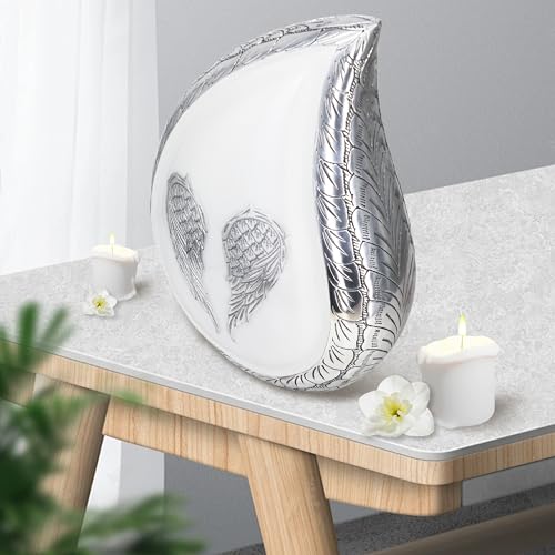M MEILINXU White Angel Wings Urns for Human Ashes Adult Female, Full Size