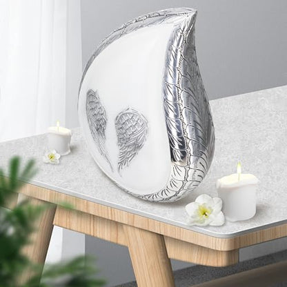 M MEILINXU White Angel Wings Urns for Human Ashes Adult Female, Full Size