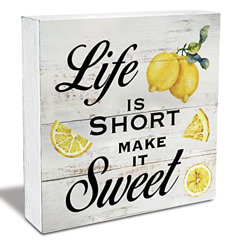 Inspirational Quote Life Is Short Make It Sweet Wood Box Sign - color: Wood
