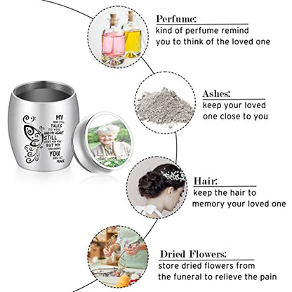 Personalized Photo 1.57 Inches Small Keepsake Urn for Human Ashes - Butterfly Mini Urn Stainless Steel Ashes Holder - size: 1.57Inch Photo-Custom