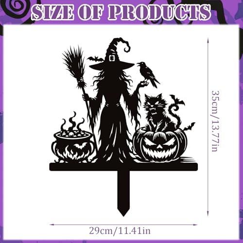 Rngmsi Halloween Witch Yard Decorations Outdoor, Outdoor Halloween Metal Yard Signs with Stake, Black Witches Silhouette Garden Stakes for Home Garden Outside Yard Lawn Patio Decor - style: Halloween Witch