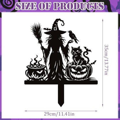 Rngmsi Halloween Witch Yard Decorations Outdoor, Outdoor Halloween Metal Yard Signs with Stake, Black Witches Silhouette Garden Stakes for Home Garden Outside Yard Lawn Patio Decor - style: Halloween Witch