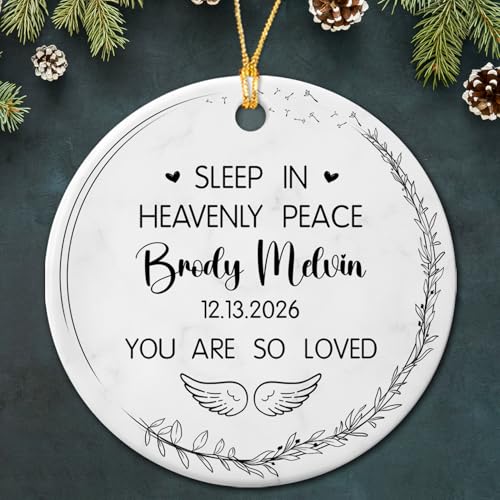 Sleep in Heavenly Peace Ceramic Ornaments, Personalized Text/Year of Loss Ceramic Xmas Ornaments Gift for Who Loss of Grandparents, Customized Name Loved One Sleep in Heaven Ornament Christmas 2026 - color: Sleep in Heavenly Peace Ornament