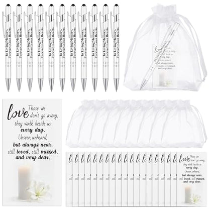 Yeaqee 150pcs/50set Funeral Favor Pen Poem Card for Guests, White, Elegant - color: White, style: Elegant