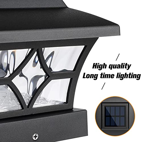 VOLISUN Solar Fence Post Cap Lights, Cool/Warm Modes Outdoor 4Pack, Black - color: Black, size: 4 Pack