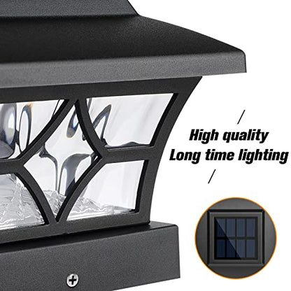 VOLISUN Solar Fence Post Cap Lights, Cool/Warm Modes Outdoor 4Pack, Black - color: Black, size: 4 Pack