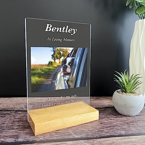 Custom Any Names Words & Picture Personalized Photo Frame Stand Bereavement Gift Sympathy Memorial Decor Sign Funeral in Heart Memory of Loved One Condolence Remembrance Loss Loving Pet Owner Parent Dog Cat