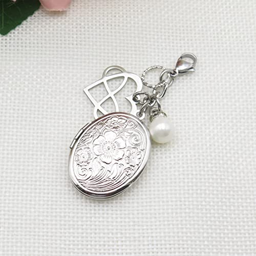 IDLAN Bouquet Locket Photo Charm Wedding Bouquet Memory Charm Memorial Bride Pendant Memorial Photo Keepsake - style: Infinity Heart