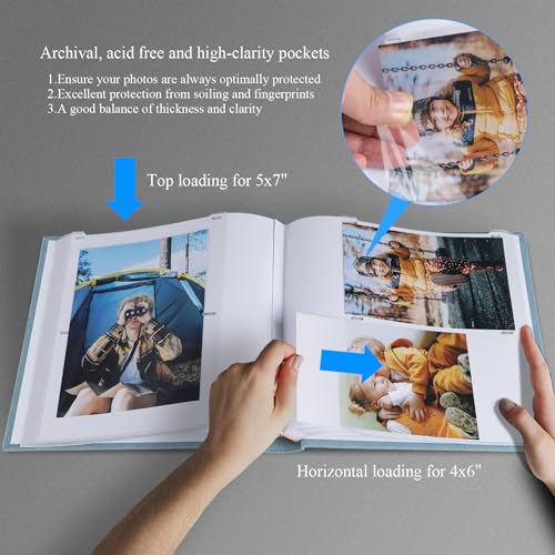 1DOT2 Photo Album with Writing Space, 100 Pages, Linen Cover, Cyan Blue - color: Cyan Blue