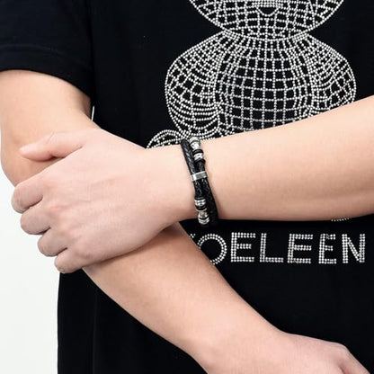 Hearbeingt Memorial Urn Bracelet for Ashes Leather Cremation Jewelry - color: Silver 20cm