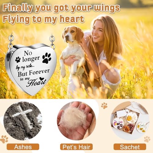Yinkin 2 Pcs Pet Cremation Jewelry for Ashes Urn Necklace,Retro | Pet Dog Necklace with Paw Print Heart Stainless Steel Pendant Black and Silver Urn Locket with Funnel Kit for Dog Cat Ashes - style: Retro