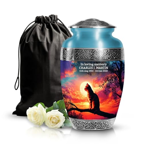 Custom Cat Urn for Ashes Cremation Urns for Human Ashes 10 Inch Large | Cremation Urns For Human Ashes, Decorative Handmade Urn For Adult Women Ashes, Customized Cremation Urn For Female Ash - color: Pr-cls-cat-2