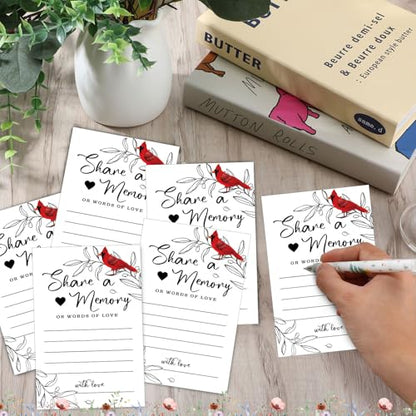 Fainne 50 Pcs Cardinal Share a Memory Cards with Celebration of Life Box Funeral Advice Cards Thank You Sympathy Holder Box Decor for Guest Funerals Memorial Service Farewell Remembrance Supplies - style: Cardinal