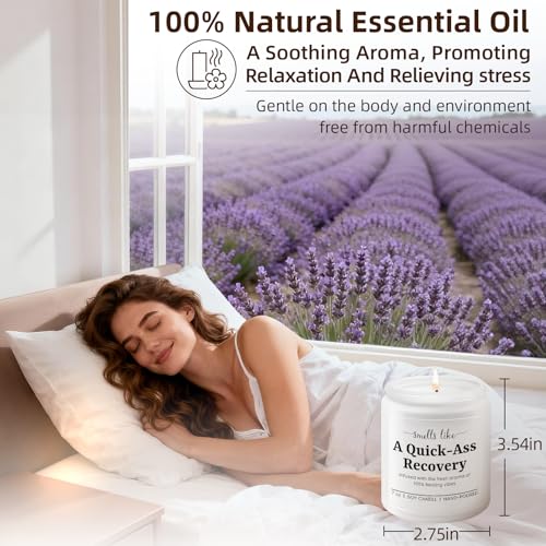 Funny Get Well Soon Gifts, Surgery Recovery Gift for Women, Lavender Candle | Cancer Comfort Gift, Feel Better Present for Friend, Funny Injury Sick Quick Recovery Prtesent, 7oz Lavender Soy Wax Candle - color: White-Smells like a quick recovery