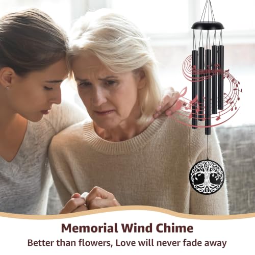 Sympathy Wind Chimes for Loss of Loved One, 39" Memorial Windchimes Outdoor - size: 39“-Black