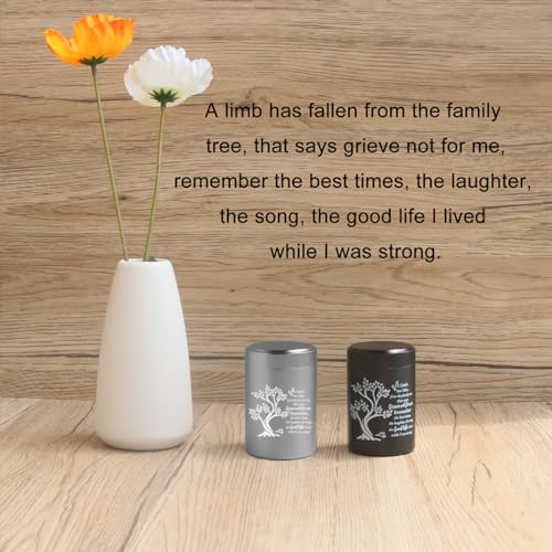 Small Aluminum Keepsake Urns for Human Ashes - Set of 4 Mini Memorial Urns - 3 Inch Ashes Containers for Sharing - size: Set of 4-family tree