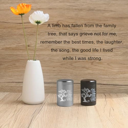 Small Aluminum Keepsake Urns for Human Ashes - Set of 4 Mini Memorial Urns - 3 Inch Ashes Containers for Sharing - size: Set of 4-family tree