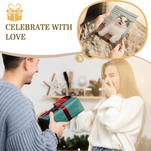 Qiliji Hilarious Cat Birthday Card for Him Her, Lovely Happy Birthday Card for Cat Lover, Funny Cats Mom or Cats Dad Bday Cards - color: Cat Birthday