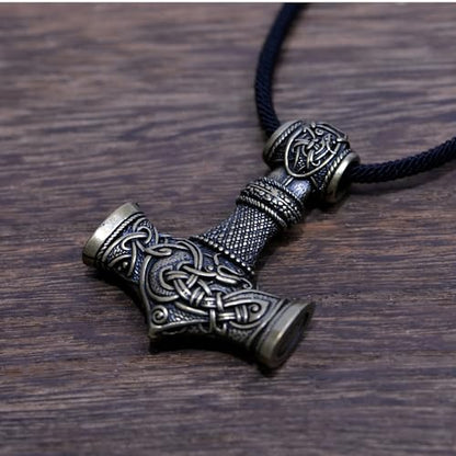 Norse Viking Thor Hammer Necklace Mjolnir Necklace for Men Talisman Jewelry - color: Antique Bronze