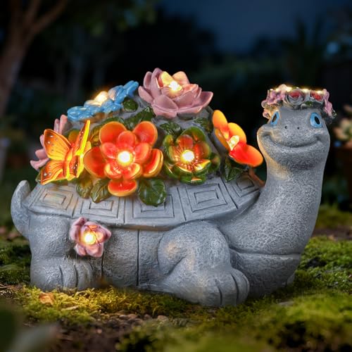 Large Solar Turtle Garden Statue,Outdoor Animal Statues for Garden,Yard,Lawn,Patio,Porch, Balcony, Unique Birthday Gifts for Mom, Women, and Grandma - size: Turtle