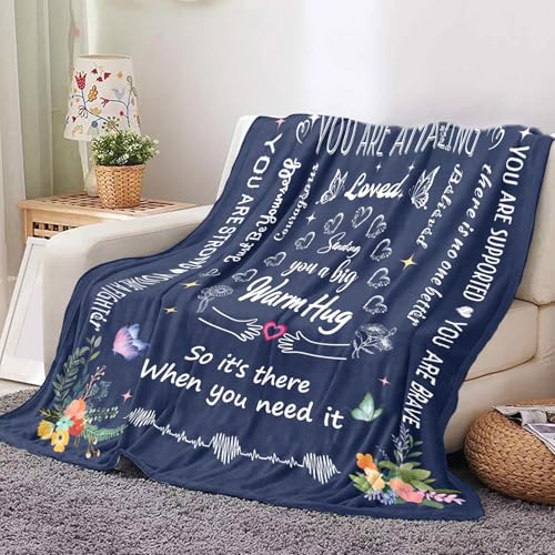 Blue Warm Hug Blanket 52"x60"Get Well Soon Gift for Men Women | You’re Loved Inspirational Blanket,Comfort for Cancer Recovery,After Surgery,Elderly,Grandpa,Patient,Friend - color: Blue Warm Hug