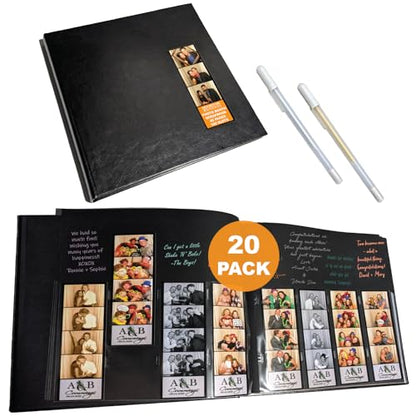 2x6 Strip Album, Black Cover Black Pages, 2 Gel Pens, 20pk - color: Black, size: 20