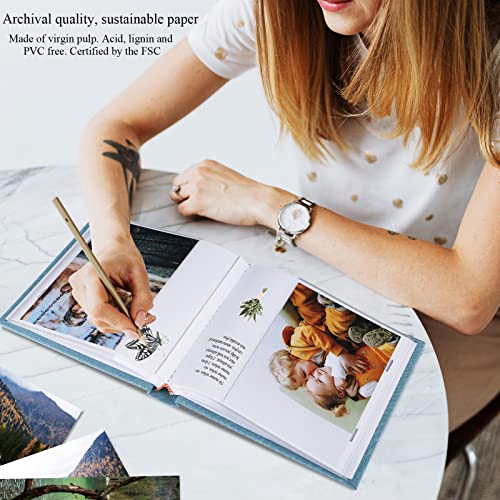1DOT2 Small Photo Album 4x6, Hold 60 Photos with Memo, Cyan Blue | Vertical Slip-in Pockets, Linen Cover with Writing Space, For Wedding Baby Mother's Day - color: Cyan Blue, size: 4x6