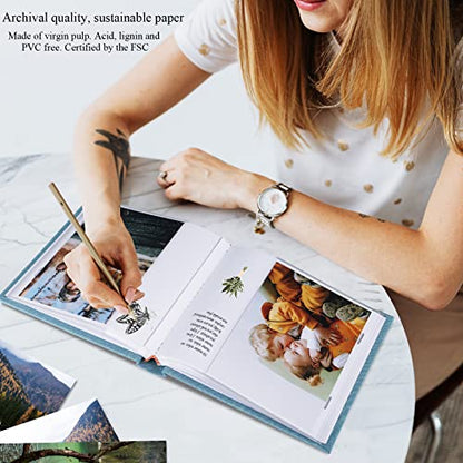 1DOT2 Small Photo Album 4x6, Hold 60 Photos with Memo, Cyan Blue | Vertical Slip-in Pockets, Linen Cover with Writing Space, For Wedding Baby Mother's Day - color: Cyan Blue, size: 4x6