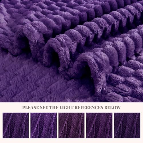 330GSM 3D Jacquard Throw Blanket for Couch, Purple, 50"x60" - color: Purple, size: Throw(50"x60")