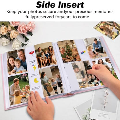 Photo Album 4x6 Vertical 600 Photos with Writing Space, Pink - color: Pink