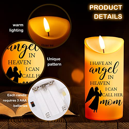 Gerrii Memorial Candle LED Flameless 3x6 Inch Loss of Mother,Angel | Loss of Mother Remembrance, Angel Heaven Message, Battery Operated Safe, Sympathy Gift for Home Memorial Display