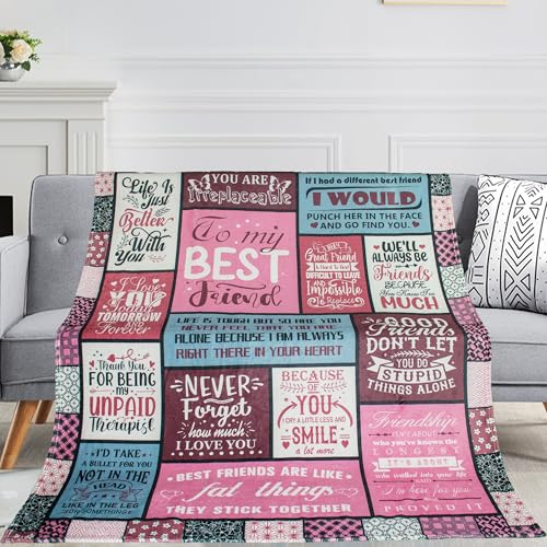Best Friend Blanket 60"X50", Birthday Gifts for Best Friend Women, Friendship Gifts for Women, Bestie Gifts, Friendship Throw Blanket for My Best Friend, Bestie, BBF, Soul Sister - color: Pink Friend