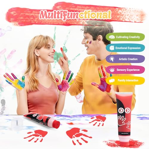 Nabance 2.54 fl oz Red Baby Hand and Footprint Friendly Paint, Dog Cat Paw Print Safe Paint, Non-Toxic Acid-Free, Safe Gentle for Home School Christmas New Year DIY Keepsake Stamp - color: Red