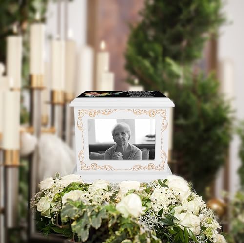 ADMLC Cremation Urns for Human Ashes Adult Up to 200 IBS with Photo Frame | 100% Wooden Handcrafted Memorial Keepsake Urn for Ashes,Funeral Burial Caskets Urn Suitable for Male Female Men Women Dad Mom