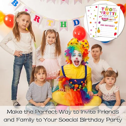 Birthday Invitations for Girls Boys - Tutti Frutti 2th Bday Invites with Envelopes(25-Count) - Turning 2 Fill-in Invite Cards for Party Supplies Favors Decorations - F17 - style: Tutti Frutti 2th
