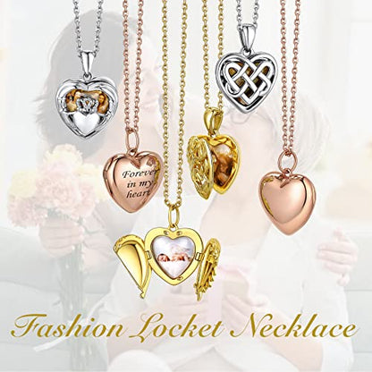 Bestyle Sterling Silver Heart Locket Necklace for Women, Dainty Cute Small Heart Locket Pendant in Gold/Rose Gold/Silver, Love Statement Jewelry Gift for Mother Wife - color: A0. Plain Bold Heart-Rose Gold-Locket Only, NO Custom