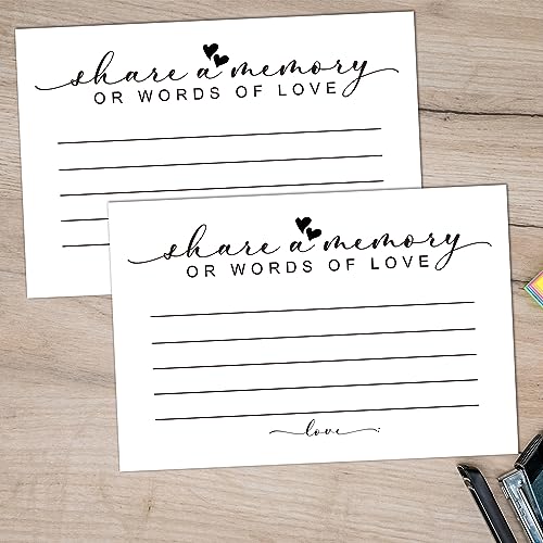Share a Memory or Words of Love, Pack of 50 Cards for Weddings, Showers, Birthdays, Celebration of Life, Funeral, Retirement, Going Away, and Graduation Memories.
