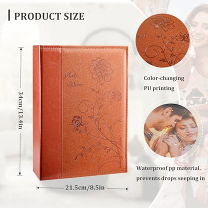 Artmag Photo Album 4x6 300 Photos, Extra Large Capacity Leather Cover Wedding Family Photo Albums Holds 300 Horizontal 4x6 Photos(Brown) - color: Brown, size: 300 Pockets